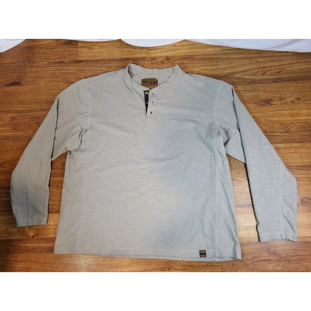 Venado Mens Tan Long Sleeve‎ 1/4 Button Pullover Shirt Size XL Cotton Blend